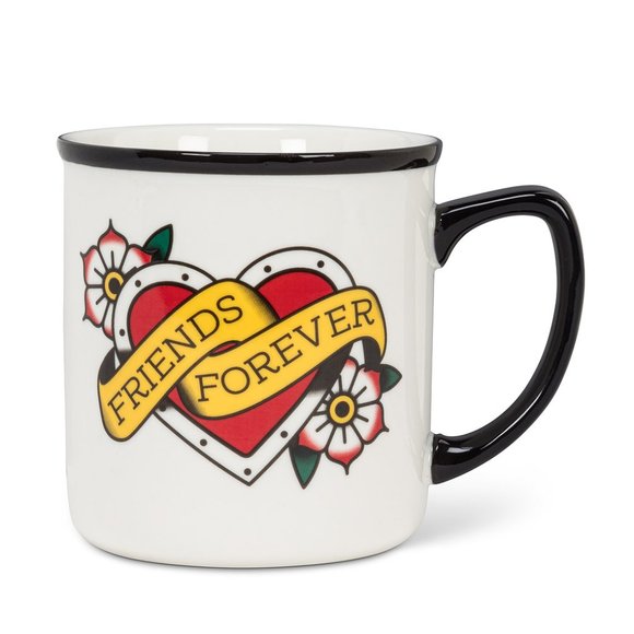 Exclusive "Friends Forever" Tattoo Oversized Stoneware Mug - Oldschool Design - Picture 2 of 6